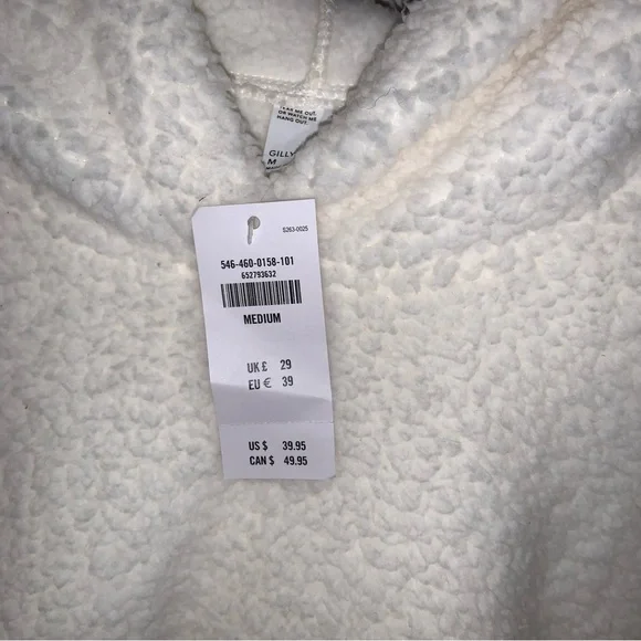 NWT GILLY HICKS Ivory Sherpa Fleece hoodie. MEDIUM - Picture 3 of 4